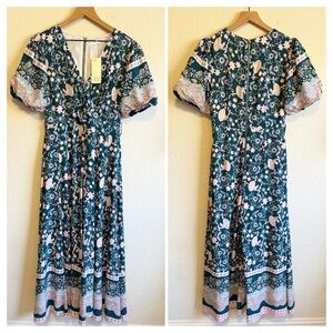 Bysi Floral V-Neck Midi jumpsuit-Size L